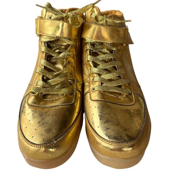 Unisex/Men's Metallic Gold High Top Lace-up Sneakers Size 12 (Brand Unknown) - Picture 1 of 14